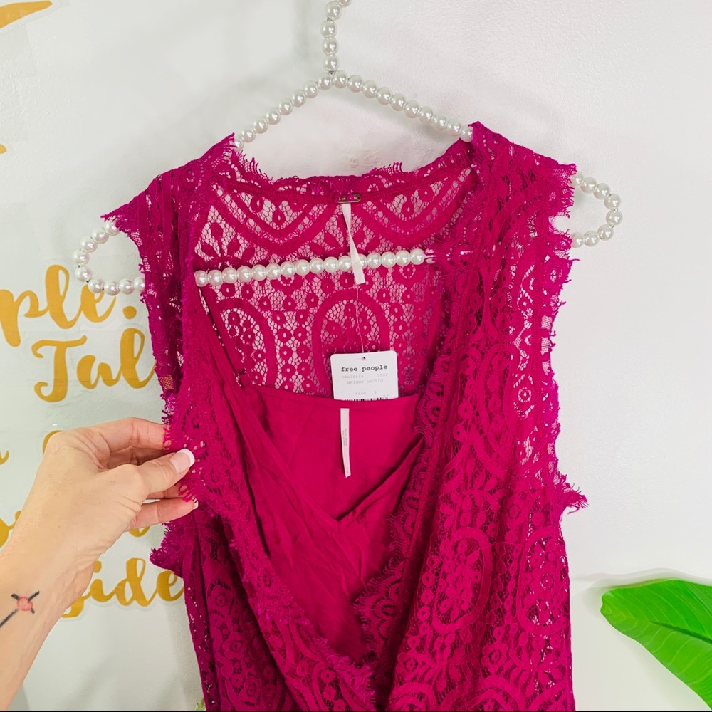 Free People Purple Lace Heart In Two Mini Dress Size Small - Picture 10 of 16